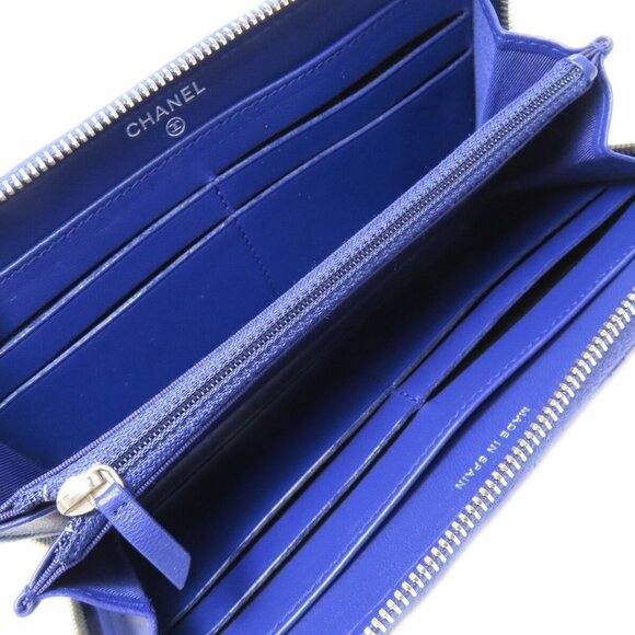 CHANEL Purple Lambskin Leather Logo Wallet - Picture 4 of 11